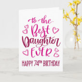 Carte Meilleure Fille Ever 74 Typography en rose (Fleur jaune)