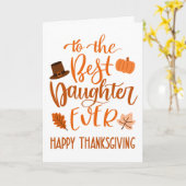 Carte Meilleure fille Jour d'Action de grâce à Orange (Fleur jaune)