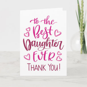 Carte Meilleure Fille Merci Typographie en Rose