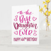 Carte Meilleure fille toujours 44 Anniversaire Typograph (Fleur jaune)