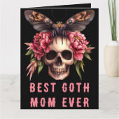 Carte Meilleure Goth Maman jamais crâne Moth rose Fête d (Devant)