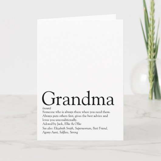 Carte Meilleure grand-mère du monde Définition (Devant)