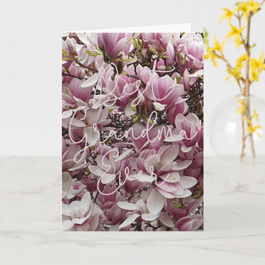 Carte Meilleure Grand-mère Jamais Fleurs de Magnolia Ros (Fleur jaune)