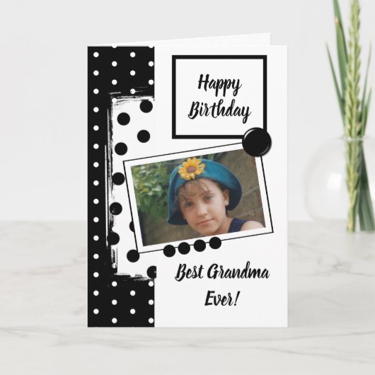Carte Meilleure grand-mère jamais noir et blanc avec pho (Devant)