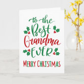 Carte Meilleure grand-mère Joyeuse Typographie de Noël (Fleur jaune)