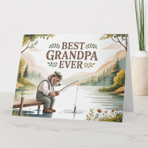Carte Meilleure Illustration d'Ours de Pêche de Grand-Pa