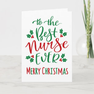 Carte Meilleure infirmière Joyeuse typographie de Noël