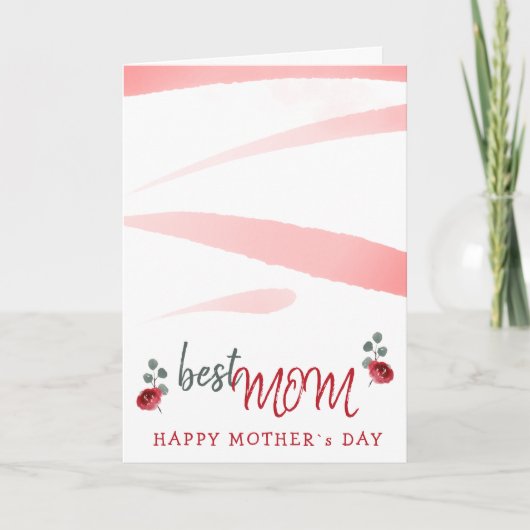 Carte Meilleure Maman Aquarelle Rose Floral Fête des Mèr (Devant)