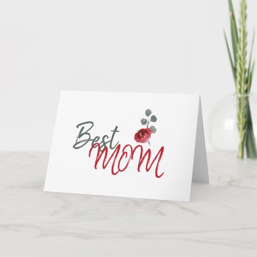 Carte Meilleure maman Aquarelle Rouge Rose Floral Fête d (Devant)