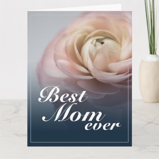 Carte Meilleure Maman avec Grande Rose Rose (Devant)
