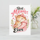 Carte Meilleure Maman Chat Design Mignon Chat et Chatons (Debout devant)