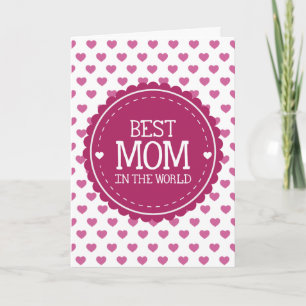 Carte Meilleure maman dans le monde Coeurs et Cercle ros