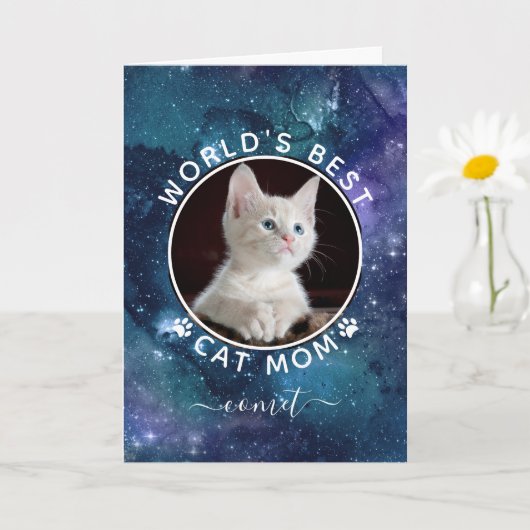 Carte Meilleure Maman de Chat de l'Espace Photo Annivers (Petite plante)