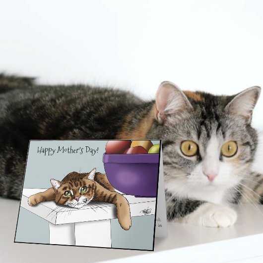Carte Meilleure Maman de Chat Douce Chatte Tigrée Fête d
