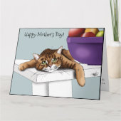 Carte Meilleure Maman de Chat Douce Chatte Tigrée Fête d (Devant)