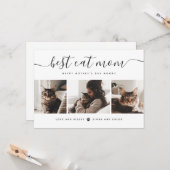 Carte Meilleure maman de chat : Photo de chat personnali (Devant/Arrière en situation)