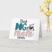 Carte Meilleure maman de chien avec un adorable chiot en (Fleur jaune)