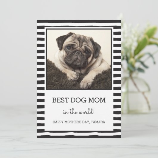 Carte Meilleure maman de chien frappée | Black | Photo F (Debout devant)