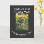 Carte Meilleure maman de Pit Bull au monde (Fleur jaune)