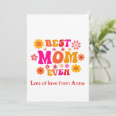 Carte Meilleure Maman De Tous Les Temps Fleurale Groovy  (Debout devant)