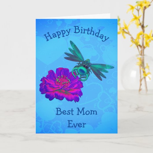 Carte Meilleure maman Dragonfly Personnalisée Anniversai (Fleur jaune)