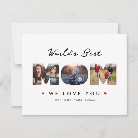 Carte Meilleure Maman du Monde 3 Collage Photo Lettre Hi (Devant)