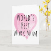 Carte Meilleure maman du monde à coeur rose (Fleur jaune)