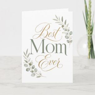 Carte Meilleure Maman Élégante Typographie Botanique