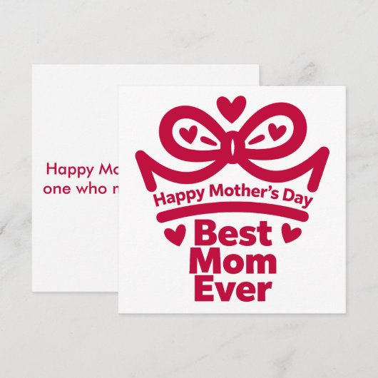 Carte Meilleure Maman Ever – Conception de Cadeau de Fêt (Devant / Derrière)