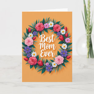 Carte Meilleure Maman Fleurs Circulaires
