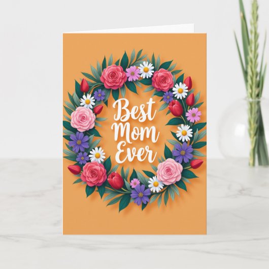 Carte Meilleure Maman Fleurs Circulaires (Devant)