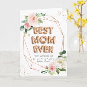 Carte Meilleure maman jamais Balloon Texte Élégant Blush (Fleur jaune)