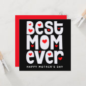 Carte Meilleure maman Jamais Coeur Fête des mères Noir R (Devant/Arrière en situation)