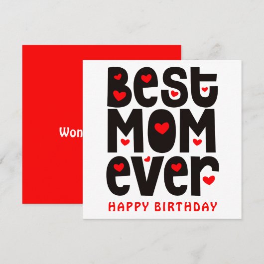 Carte Meilleure Maman Jamais Coeur Joyeux Anniversaire R (Devant / Derrière)