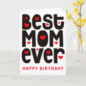 Carte Meilleure maman Jamais Coeur Rouge Noir Blanc Anni (Fleur jaune)