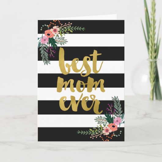 Carte Meilleure maman jamais Gold Foil Floral (Devant)