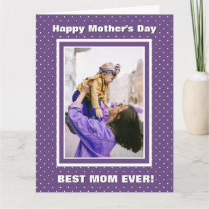 Carte Meilleure maman jamais personnalisée Photo Purple