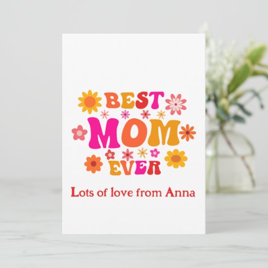 Carte Meilleure maman jamais rétro Super Floral Fête des (Debout devant)