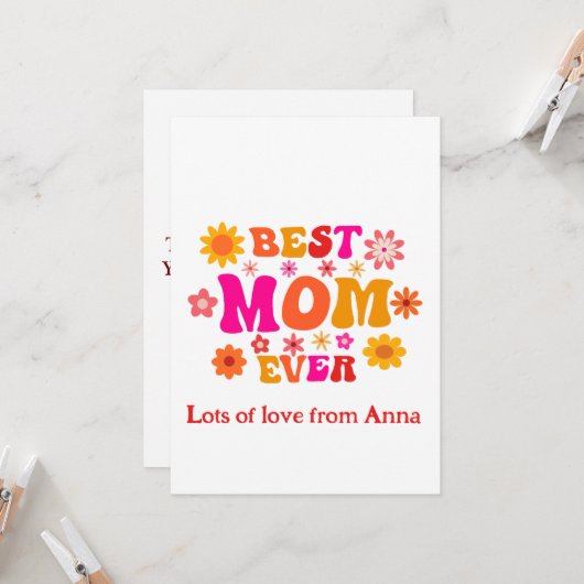 Carte Meilleure maman jamais rétro Super Floral Fête des (Devant/Arrière en situation)