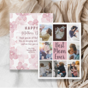 Carte Meilleure maman jamais rose pâle photo florale