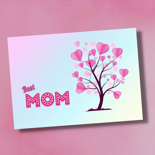 Carte Meilleure maman jamais rose pastel Aquarelle Arbre