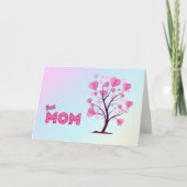 Carte Meilleure maman jamais rose pastel Aquarelle Arbre (Devant)