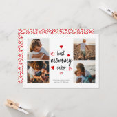 Carte Meilleure maman mignonne Coeur Rouge Typographie P (Devant/Arrière en situation)
