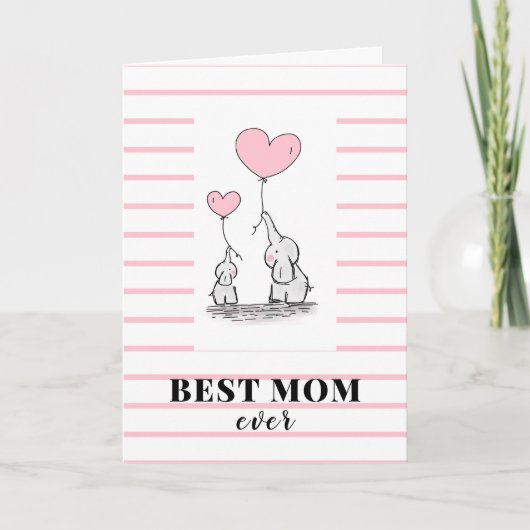 Carte Meilleure Maman Toujours Elephant Amour Fête des m (Devant)