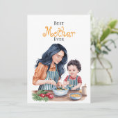 Carte Meilleure maman toujours mère et enfant aquarelle (Debout devant)