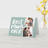 Carte Meilleure maman toujours tendance photo sauge vert (Fleur jaune)