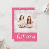 Carte Meilleure maman | White Modern Calligraphy Fête de (Devant/Arrière en situation)