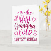 Carte Meilleure mamie 53e anniversaire Typographie en ro (Fleur jaune)