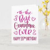 Carte Meilleure mamie 55e anniversaire Typographie en ro (Fleur jaune)