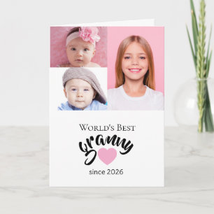 Carte Meilleure Mamie du Monde depuis l'année 3 Photo Mi